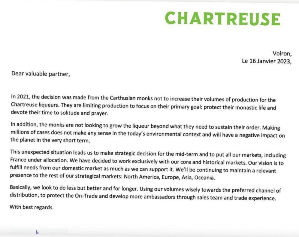 Lettre de Chartreuse Distribution